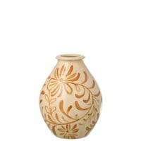 Vase fleurs grès ocre/blanc cassé large