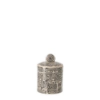 Pot décoratif motif céramique blanc cassé/noir