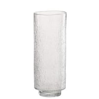 Vase cylindre relief verre transparent large
