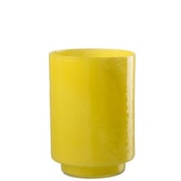Vase cylindre relief verre jaune medium