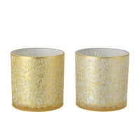 Photophore feuilles verre doré/blanc large assortiment de 2