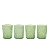 Photophore imprimé animaux verre vert large assortiment de 4