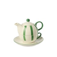 Théière ligné porcelaine vert/blanc