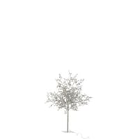 Arbre feuilles paillettes + led metal argent medium