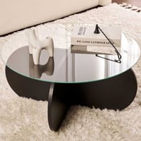 Table Basse Aeris - 100% TEMPERED GLASS - Bois Noir - 35 x 75 x 75 cm