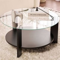 Table Basse Clara - 100% TEMPERED GLASS - Bois Noir - 40 x 75 x 75 cm