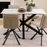 Table de salle à manger Hennie  - 135x80x75,5cm - plateau céramique - marbre blanc