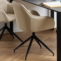 Chaise de salle à manger Brenda pivotante - beige/noir