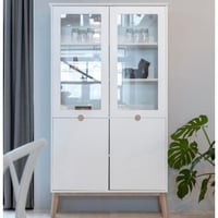 Armoire vitrée Cedro 107cm 4 portes - blanc 