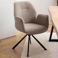 Chaise de salle à manger pivotante Jarno avec accoudoirs - beige/noir