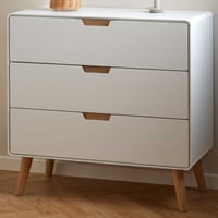 Chiffonnier Lowell - 3 tiroirs - blanc/bois chêne