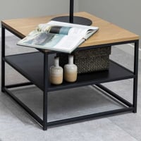 Table basse carrée Gila - 55x55x42 cm - Chêne et acier noir