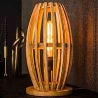 Lampe de table  Vivian - 20x20x38 cm - Bois de manguier/beige 
