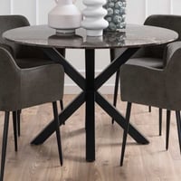 Table de salle à manger ronde Hennie Ø 120cm - marbre brun