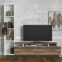 Tulip Meuble TV | 100 % MÉLAMINE | Blanc, Noyer