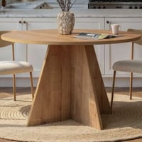 Table de salle à manger ronde Virella - Ø120x75cm - décor chêne