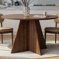 Table de salle à manger ronde Virella - Ø120x75cm - décor noyer