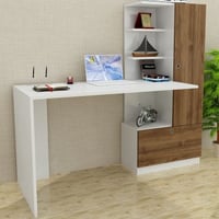 Bureau Merinos - 100% MELAMINE - Blanc - 149,5 x 120 x 61,8 cm
