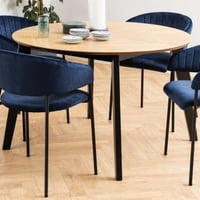 Table à manger extensible Georgetown Ø120/198 cm chevrons - placage chêne / zwart 