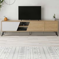 Fiona TV Meuble TV | 100 % MÉLAMINE | Chêne, Blanc