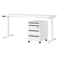Ensemble de bureau Hermoso | Table de bureau et commode | Blanc