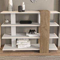 Nur Bibliothèque | 100 % MÉLAMINE | Blanc, Noyer