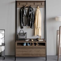 Devin Meuble d'entrée | 100 % MÉLAMINE | Noyer, noir