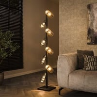 Lampadaire Cylian-verre ambre/chrome 