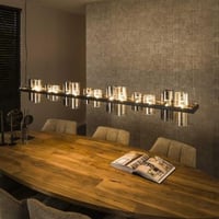 Lampe suspendue Cylian 190 cm - verre ambré/chrome