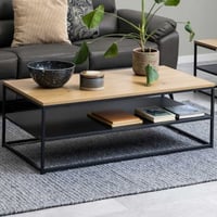 Table basse rectangulaire Gila - 120x60x42 cm - Chêne sauvage/noir