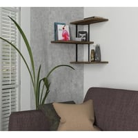 Frisbi Étagère murale | 100 % MÉLAMINE | Noyer, noir