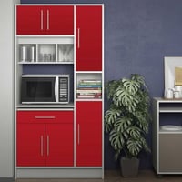 Armoire de cuisine Liana pour four à micro-ondes - blanc/rouge