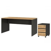 Ensemble de bureau Richy | Bureau et meuble à tiroirs | Design chêne-anthracite