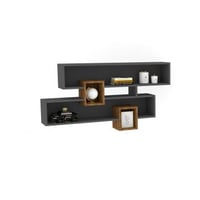 Karen Étagère murale | 100 % MÉLAMINE | Noyer, Anthracite