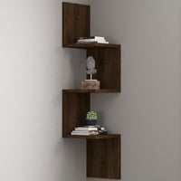Étagère murale Zikzak - 100% MELAMINE - Noyer - 25 x 105,4 x 25 cm