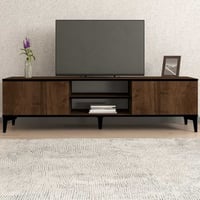 Erem Meuble TV | 100 % MÉLAMINE | Noyer, Noir