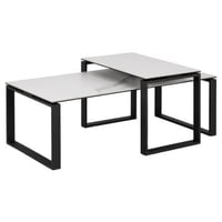 Lot de 2 tables basses Nicola avec plateau en céramique - blanc