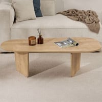 Table Basse Ovalis - 100% MELAMINE - Chêne - 40 x 65 x 130 cm