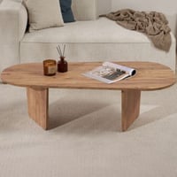 Table Basse Ovalis - 100% MELAMINE - Pin Atlantique - 40 x 65 x 130 cm