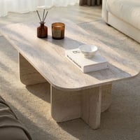 Table Basse Akira - 100% MELAMINE - Travertin - 41 x 60 x 120 cm