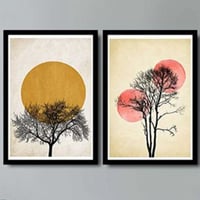 Alkmene Tableau décoratif encadré en MDF (2 pièces) | Cadre en PVC | 74 x 51 cm