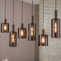 Lampe suspendue Sepiora - 118x14x150cm - 6 lampes - verre brun