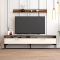 Woody Fashion TV Unit | 100% Melamine | 180cm x 47cm x 35cm | Walnut Cream