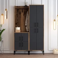 Woody Fashion Hall Stand | Pieds en métal | Noyer Anthracite