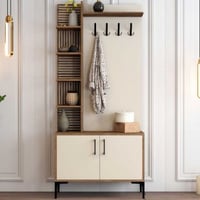 Viyana D Meuble d'entrée | 100 % MÉLAMINE | Noyer, crème