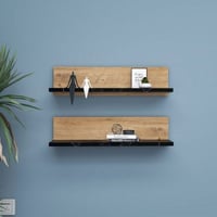Shelf Étagère murale | 100 % MÉLAMINE | Pin Atlantique, noir