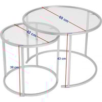 Ensemble de Tables Basses Aurum - 100% TEMPERED GLASS - Or - 43 x 60 x 60 cm