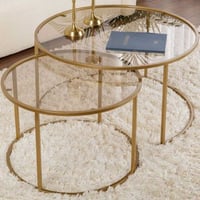 Ensemble de Tables Basses Aurum - 100% TEMPERED GLASS - Or - 43 x 80 x 80 cm