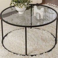 Table Basse Aurum - 100% TEMPERED GLASS - Noir - 43 x 80 x 80 cm