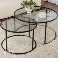 Ensemble de Tables Basses Aurum - 100% TEMPERED GLASS - Noir - 43 x 80 x 80 cm